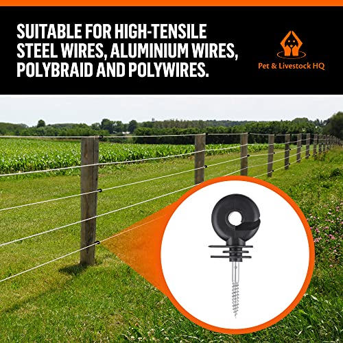 Electric Fence Insulators Screw-in Wooden Posts - Suitable for Polytape Polywire Tape Rope Electric Wire