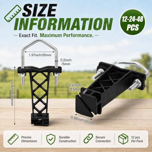 Tondiamo 48 Pcs Tube Post Insulator, Electric Chain Link Fence T Post Extender Insulators for Square Round Pipe Tubing Wire Vinyl Picket Fence (Black) | Extender Insulators for Square Round Pipe Tubing Wire Vinyl Picket Fence - style: Black