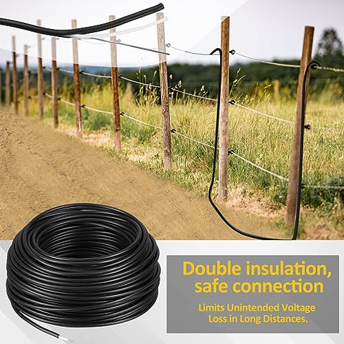 Kanayu Electric Fence Wire Double Insulated,Black,164 Ft, 14 Guage | Underground Fence Wire, Hard Core Cable, Spooled on Plastic Reel - size: 164 Ft, 14 Guage