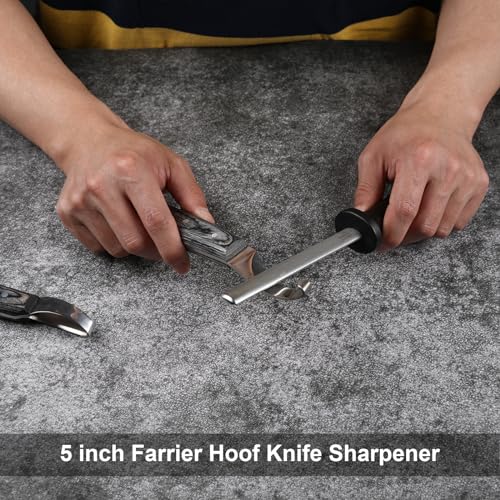 14 Inch Professional Hoof Trimming Kit, 8 Piece Farrier Tools Set with Hoof Nippers, Rasp, Shear Cutter, Hoof Knife, Sharpener, Pick, Gloves, Storage Bag, for Horse Goat Pig Hoof Care - size: 14.5 Inch