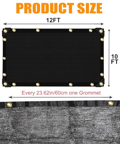 40%-50% Black Garden Shade Cloth,12X10FT Mesh Tarp with Grommets | Sunshade Net for Vegetables, Greenhouse, Plants Cover, Patio, Chicken Coop, Barn & Kennel, Tomatoes - size: 12ft X 10ft, style: 40%