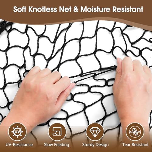 4x4 Ft Round Bale Hay Nets for Horses, Heavy Duty Slow Feed Hay Net | 1.5" Holes Large Nylon Hay Net Slow Feeder Nets with Net Repair Tool, UV Resistant Horse Hay Net for Horse Cattle Cow Sheep
