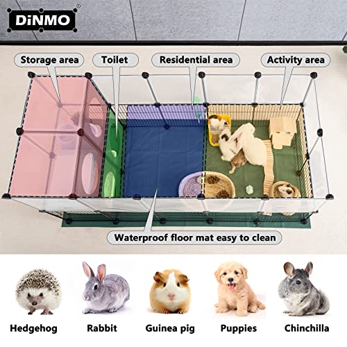 DINMO 36 Panels Bunny Playpen, Oxford Mat & Game Holes, Expandable Fence | 60.2"L x 24.8"W x 24.8"H, For Small Animal, Guinea Pig, Hamster, Ferret, Kitten Enclosure, Iron Mesh & Plastic Combination - style: Plastic and Metal Mesh Design