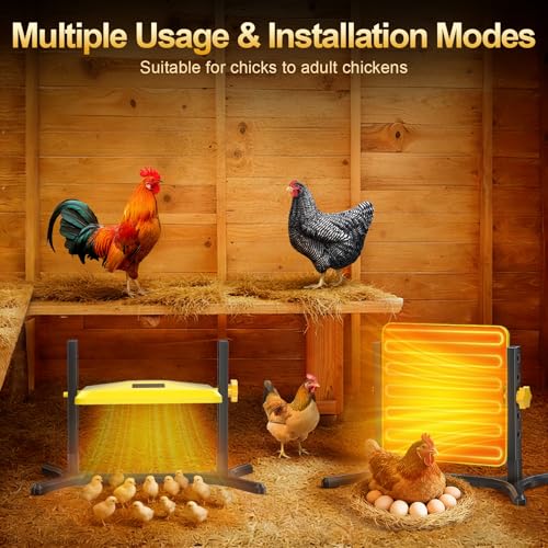 Brooder Plate for Chicks, 50-158°F Brooder & Chicken Heater for Coop with Smart Thermostat, UL certified Radiant Chick Heat Plate for Poultry, 5-Height & 360° Adjustable Angle, Winter Heating - color: Noble Yellow