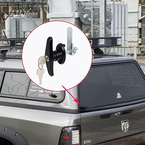 Keyed-Alike Locking T-Handle Kit for Truck Camper Shell/Cap & Topper - Black T-Handle Lock Set with Door Compatibility (Right) - style: Matching Set(Right)