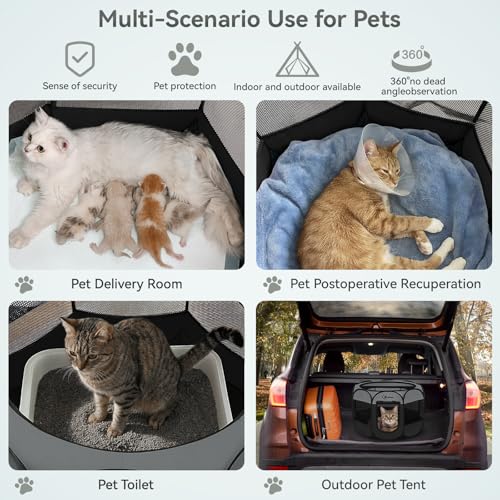 Siedihit Dark Grey Dog Cat Playpen, Puppy Pet Playpen, Small Dogs Tent | Crates Cage Indoor/Outdoor, Portable Pop Up Dog Kennel Playpen with Carrying Case for Dogs/Cats/Rabbits - color: Dark Grey