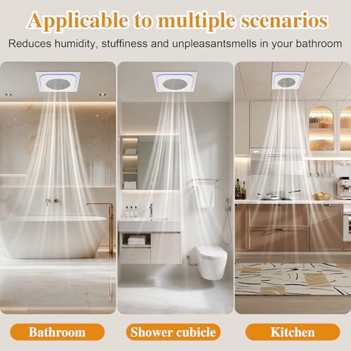 12" Bathroom Exhaust Fan with Light Ultra Quiet Ventilation Fan Combo 1.0 Sone 220CFM 10"x10" Mount (Induction) - color: Induction
