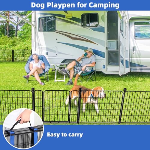 ADAVIN 24 in(H) Garden Fence with Gate, 4 Panels Total 9.8 Ft(L), Heavy Duty Iron Metal Animal Barrier Fence, Camping Fence, No Dig Garden Border Fencing for Yard - size: 4panels-24in(H)×9.8ft(L)