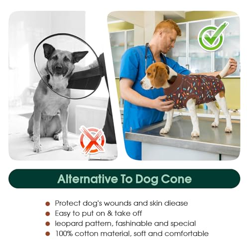 Kuoser Dog Surgery Suit, Female Dog Recovery Suit Doggie Onesie for Surgery | Comfy Recovery Suit for Dogs, Post-Op Onesie for Female & Male Dogs, Soft Protective Wear - color: A-BrownRibbon, size: XL (Back:20.1-24.8'', Weight:42-75 LB)