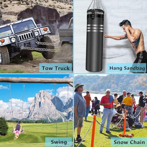 304 Stainless Steel Chain Heavy Duty Outdoor | 6.5ft 13ft Small Large Light Metal Link Chain for Home Camping Hanging etc - size: 3/8in-6.5ft