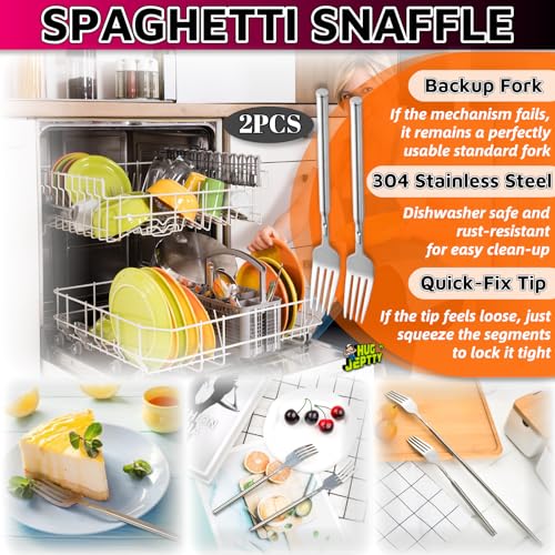Extendable Fork Prank，2PCS Expandable Fork Prank Joke with 8.7'' to 25.4'' Extendable Handle，Expandable Fork Prank Ideal for Christmas Party Camping Picnic for BBQ Fruit Dessert Dinner Create laughter