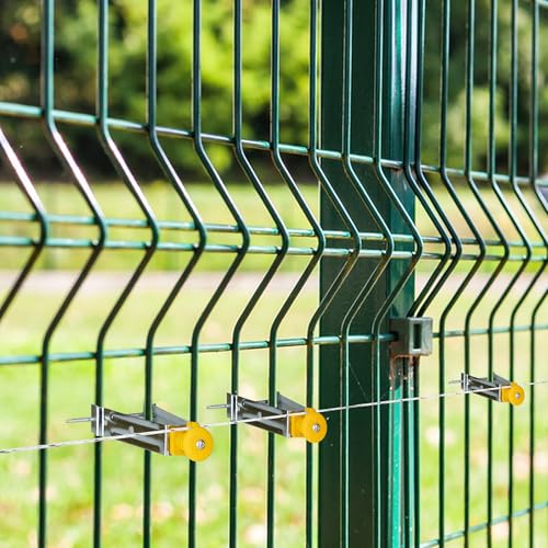 Chain Link Fence Insulator 50 Pcs Electric Fence Insulator, T Post Extender Wire Holders for Chain Link and Studded T & U-Posts Tubing, Yellow