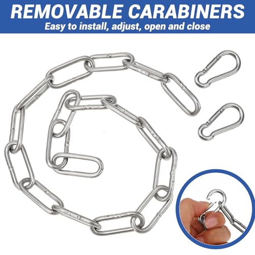 Gate Chain Lock, 20 Inch Stainless Steel Chain Locks for Outside, Metal Gate Chain for Outdoor Fence Camping Hanging Pet Chains Prevention Theft