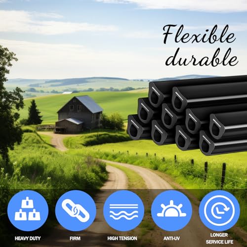 Pushglossy 20 Pcs 20" Electric Fence Underground Wire Insulator Corner Post | Tubing Wrap Insulator Tube, for End of Fence, Accommodates Wire, Diameters up to 12-1/2 Gauge, Aluminum Insert, Black