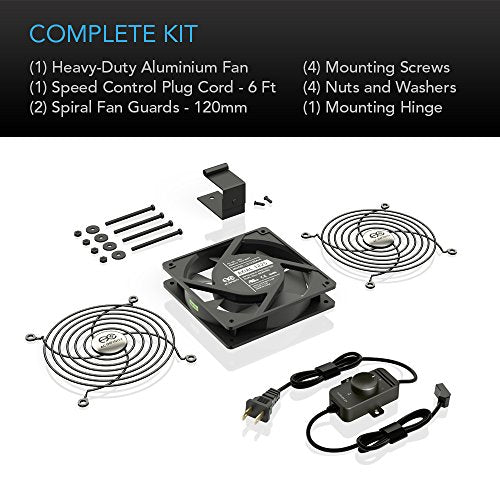 AC Infinity AXIAL S1238, 120mm Muffin Fan with Speed Controller | UL-Certified for Doorway, Room to Room, Wood Stove, Fireplace, Circulation Projects - size: Single 120 x 120 x 25 mm, Speed Controller