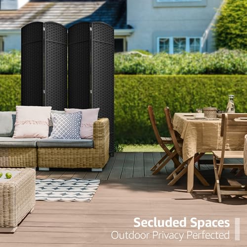 Sorbus Foldable Room Divider, Mesh Privacy Screen (4 Panel, Black) | Folding screens, dividers for rooms, double-hinged panels; freestanding partition for bedrooms, offices and shared areas - color: Black, size: 4 Panel
