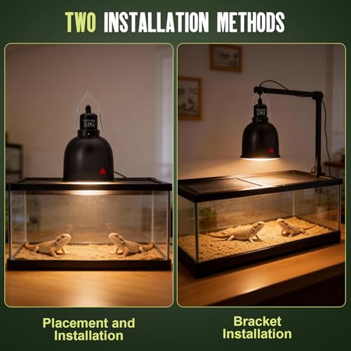 2-Pack Reptile Light Fixture 5.5in Deep Dome Reptile Lamp Fixture Heat Lamp Fixture for Heat/UVA/UVB Bulb Basking Lamp Max 160W for Reptile Habitat