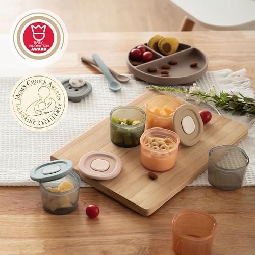 Moonkie Silicone Baby Food Containers | 4 oz Baby Food Storage Jars with Airtight Lids | Reusable Baby Food Jars, Freezer,Microwave and Dishwasher Safe, Perfect for Infant & Toddler - size: 6pack 4oz
