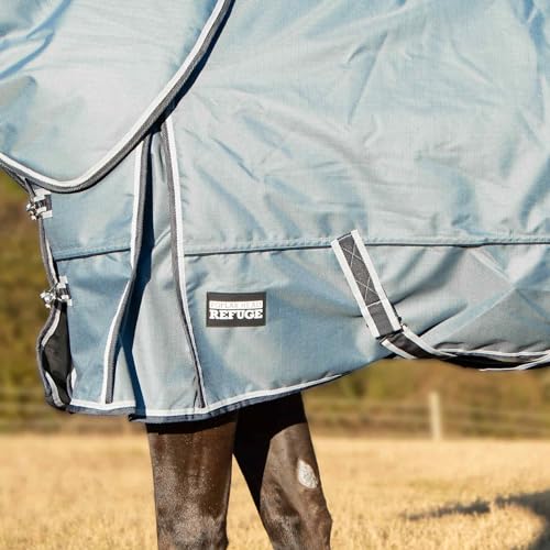 Jeffers Poplar Head Refuge 1200 Denier Turnout Blanket, Hamilton Blue, 87" – Waterproof & Breathable Horse Blanket, 240g Insulation, Adjustable Fit for Comfort & Safe Use, Durable Design - size: 87 in