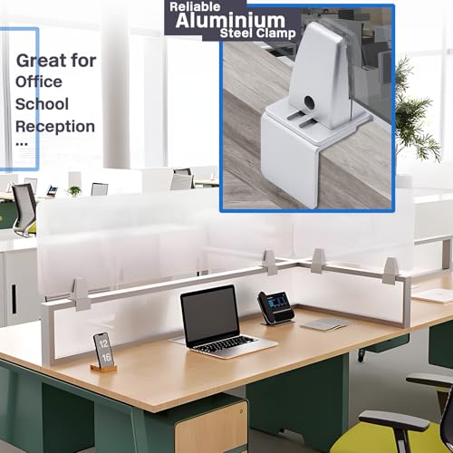 2 Packs Sneeze Guard Support, Aluminum Vertical Partition Board Clamp, Acrylic Desk Divider Support Clamp, Desk Shield Privacy Panel Clamps for Clear Shield for Countertop Reception - size: Downclamp & 2pcs