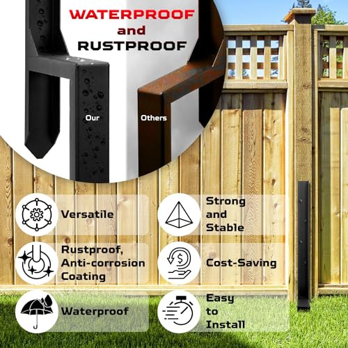 Heavy Duty Fence Post Repair Kit, Anchor Spike, Double-Leg, Set 1 | Heavy Duty Steel, Fence Post Anchor Ground Spike, For Repair Tilted, Broken Wood Fence Post - color: Set 1