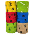 Dog Bandage Wrap, 6 Rolls 2" x 5 yd Bone Print Pet Tape | Dog wrap bandage for paw & leg care, minor wounds, hotspots, broken nails, gauze pads & licking protection - color: BO-6ROLL-2IN