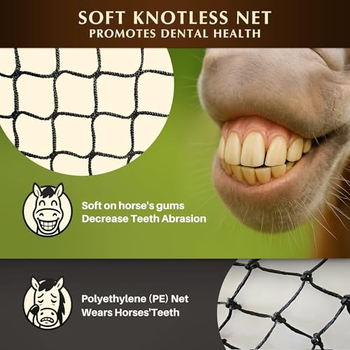 6x6 Ft Round Bale Hay Net for Horses – Knotless Slow Feeder Net with 2” Holes – Fits Up to 6x6 Round Bales or Square Bales – Helps Reduce Hay Waste – Large, Durable Hay Feeder, Year-Round Use - size: Bale Size 6x6 FT