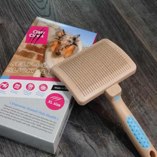 Pet Slicker Brush for Large Dogs, Plastic Handle, Gently Remove Tangled and Mats Hair, Pet Grooming Brush Tool, Sheepskin Wool Carders (5" Pad Quick Cleaning) - size: 8" Quick Cleaning