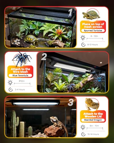 UVB Light for Reptile 24W, T5 UVB Reptile Light Fixture HO Combo Kit with Test Sensor Cards, 22" High Output Reptiles Light Bar UVA UVB Desert Lamp for Turtle Lizard Bearded Dragon Tank - color: 24w-22.4in Black