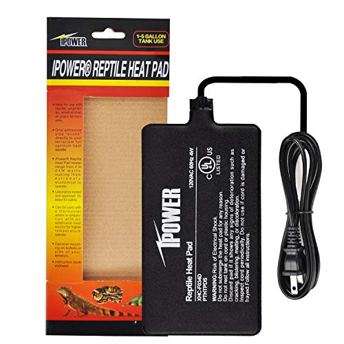 iPower Reptile Heat Pad 4W Under Tank Terrarium Warmer Heating Mat for Turtles Lizards Frogs and Other Small Animals, 4x7 Inch - size: 4" x 7", style: Heat Pad