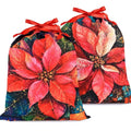 KzgtY Christmas Flowers 2PCS Gift Bags with Drawstring, 16 x 12 Inch Reusable Present Sacks for Christmas,Brithday, Holidays,Parties & Gift Packaging - color: Christmas Flowers