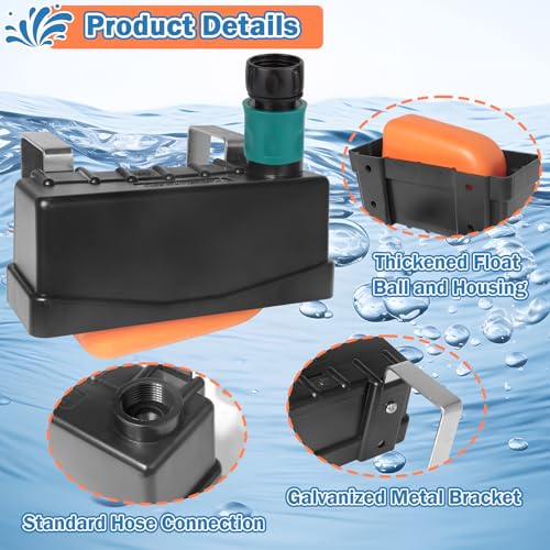 Water Trough Float Valve for Stock Tank,w/Hose Connector,Fit 3/4" NPT Hose | Livestock Stock Water Tank Float Valve for Pond Farm Cattle Goat Horse Swimming Pool, 2PCS Autofill Livestock Waterer Level - style: Stock Tank Float Valve with Connector-2PCS