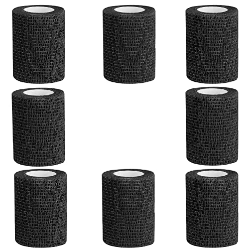 Self-Adhesive Bandage Wrap, Breathable, Elastic, 3 Inch, 8 Rolls - color: Black, size: 3 Inch (Pack of 8)