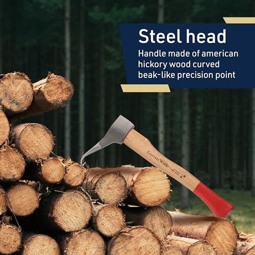 Kings County Tools Pickaroon Logging Tool with Hickory Wood Handle, 15” | Hookaroon Log Grabber with Steel Head Pick for Dragging or Stacking Logs - Log Roller Tool - Forestry Tools