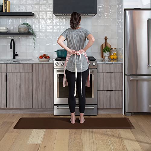 GelPro Anti Fatigue Nonslip Mat: Hard Floor Utility Mats for Garage, Patio and Kitchen - 20" x 72" x .5" - Leather Grain Truffle - color: Leather Grain Truffle