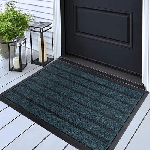 ubdyo Extra Durable Door Mat Outside Entrance (30" x 17", Bright Blue) | Dirt Trapping, Non-Slip Backing, Indoor or Outdoor Use, Welcome Mat, Low Profile, Natural Rubber, Stain Fade Resistant - color: Bright Blue, size: 30" x 17" (Rectangular)