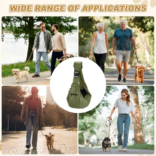 Dog Sling Carrier for Small Dogs and Cats Up to 16.5 Lbs, Breathable with Shoulder Pad Pet Crossbody Shoulder Bag, (Dark Green, 1 Pcs) Intended for Outdoor/Camp/Travel - color: Dark Green