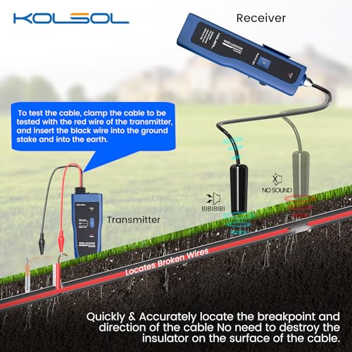 Underground Wire Locator, Cable Tester F02 Pro for Locate Wires, Locate Control Wires Cables Pet Fence Wires, up to 3 Feet Deep 1640 Feet Length, Equiped with Rechargeable 1100mAh Battery - color: Blue