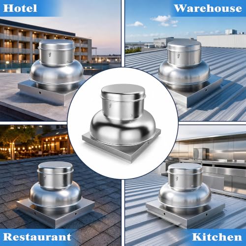 1400 CFM Upblast Roof Exhaust Fan, Direct Drive, 19.96" Base | High-speed, <65dB quiet, rust-resistant, pre-wired, for restaurant, warehouse, industrial ventilation - size: 1400 CFM