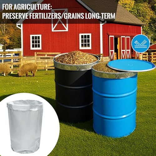 55 Gallon Heavy‑Duty Extra Thick Mylar Drum Liner Bag, High Barrier Heat‑Sealable 4‑Layer Aluminum Foil, Food & Industrial Grade for Ingredients, Chemicals, Liquids, Powders & Resin Storage(1PC)
