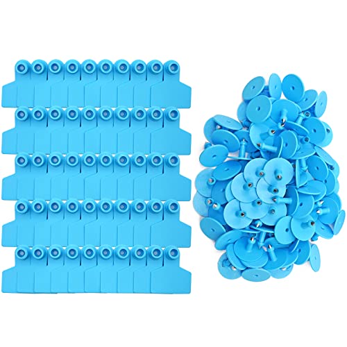 Blank Ear Tags 100 Pieces Livestock Identification Cards Blank Livestock Ear Tags for Cattle Cow Pig Goat Sheep Dog (Blue) - color: Blue