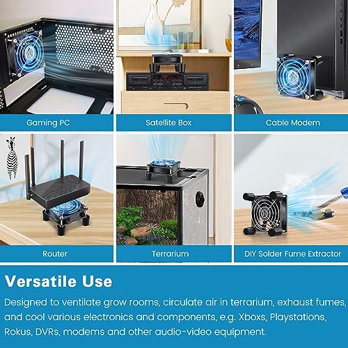 GDSTIME 80mm Computer Fan with AC Plug, Variable Speed PC Fan w/Controller | 110V 120V 220V 240V, Small 12V Brushless Case Cooling, for Aquarium, Terrarium, Modem, Electronics Components, DIY Projects - size: 8025 w/ Speed Controller
