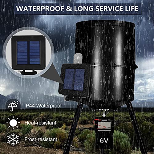 6V Solar Panel for Deer Feeder, Efficient Charger w/Adjustable Mounting Bracket & Alligator Clips, 6V Solar Panel Compatible with Game Feeder Timer & Rechargeable Batteries