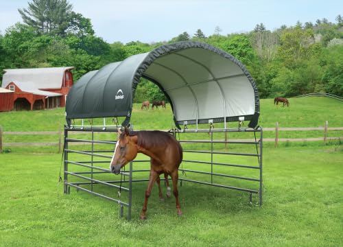 ShelterLogic 10' x 10' Powder Coated Green Corral Shelter Livestock Shade