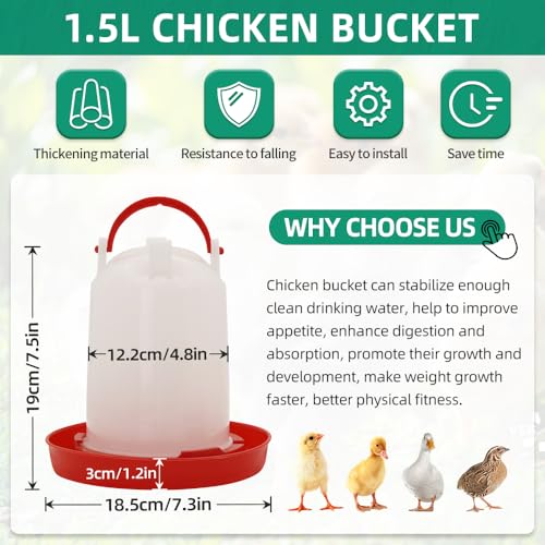 Chick Feeder and Drinker kit Hanging 3.3 Pound Chicken Feeder & 1.58 Quart Poultry Waterer for coturnix Quail. Broilers Ducks and Geese