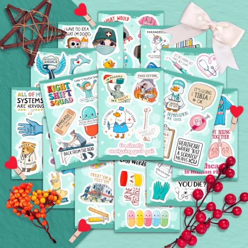 100Pcs Funny Healthcare Stickers and Decals for Water Bottle, Laptop - Funny Healthcare Gifts, Party Supplies & Dacorations - Medical, Nurse, Doctor Stickers Waterproof - Gift for Women & Men - color: Funny Healthcare Stickers