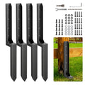 4 Pcs Fence Post Repair Kit,4×4/6x6 Fence Post Support,Heavy Duty Post Anchor Ground Spike with Double-Layer Thickened Fence Post Anchor & Stakes for Repair Tilted, Broken Wood Fence Post - size: Split