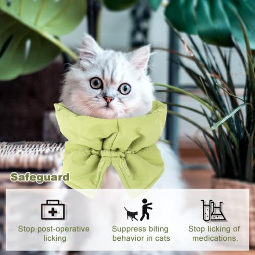 BOXOB Soft & Light Adjustable Recovery Collar for Cats & Dogs (Green) | Adjustable Waterproof Polyester Cat Cone Collar Easy to Wear & Take off for Cat Dog Grooming Nail Trimming & Skin Nursing - color: Green