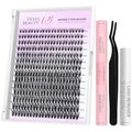 VEYESBEAUTY Ribbon Lash Clusters Kit Newbie's Five-Second Series Eyelash | Individual Eyelash Extensions Kit Thin & Invisible Band DIY Volume Eyelashes Kit Wispy Lash With Bond&Seal Remover Applicator - size: 8-16 mm