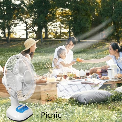 Solar Oscillating Fan, 15w Solar Powered 3-Speed 12-Inch Adjustable Tilt Fan, Ideal for Home, Office, white and gray - color: Table